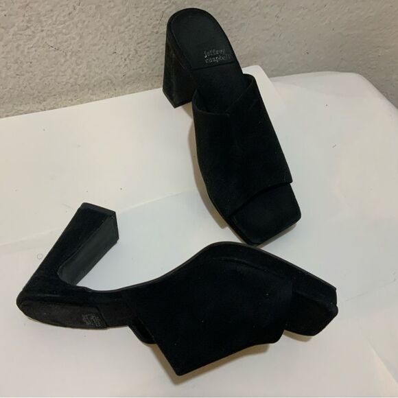 Jeffrey Campbell open toe  Black Suede Block Heels Size 7 - Picture 8 of 9
